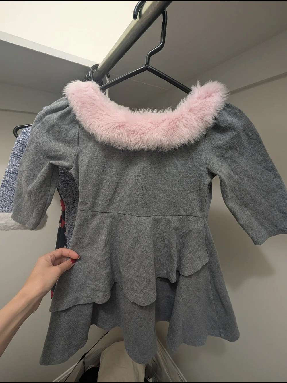 Janie And Jack Dress with Pink Faux Fur Collar